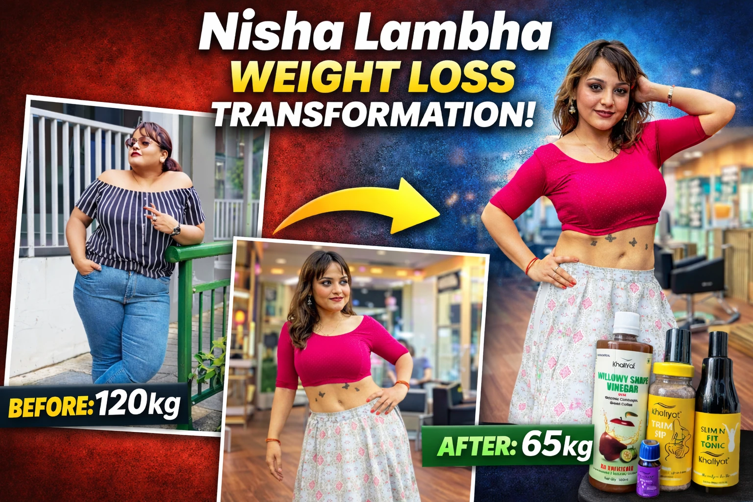 Nisha Lambha Before and After – 120kg से 65kg तक का Weight Loss Safar